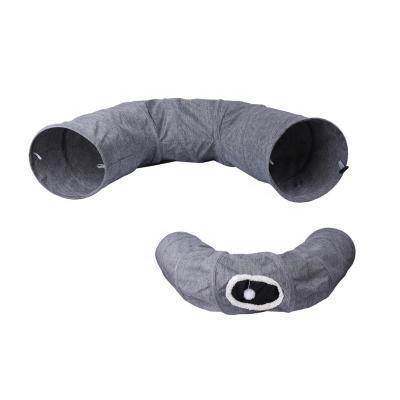 China Hot Selling Stocked Canvas Folding Cat Tunnel Bed Toy With Indoor Two-Way Track Tube Funny Ball for sale