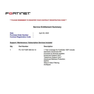 中国 フォートネット エンタープライズ NGFW ファイアウォール FortiGate-100F FG-100F FC-10-F100F-950-02-12 VPN サポート 販売のため