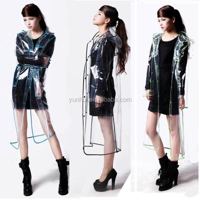 China Fashion Transparent Plastic Eva Raincoat Of The Rain Coat 2017 for sale