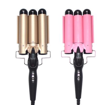 China Wireless Magic 3 Barrels Automatic Portable Hair Curler Iron Easy Hair Hesitate LCD Digital Display Sleek Fast Heating Hair Curling Magic Deep Wave Hair Curler Roller for sale