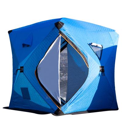 China Jump In Seconds Amazon Hot Sale Winter Tent Inflatable Ice Fishing Tent 4 Person Camping Insulated Cube Tent for sale