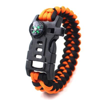 China Flint Survival Bracelet Multi Compass Survival Product Camping Knitting Function Bracelet for sale