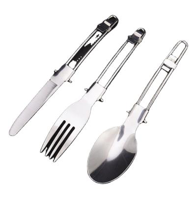 China Maideng Camping Picnic Tableware Stainless Steel Folding Folding Knife, Fork and Spoon for sale