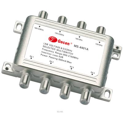 China Zinc diecast housing Gecen 4 in 4 zinc housing multiswitch 1318V 0/22Khz 950-2150 MHz satv multiswitch for sale