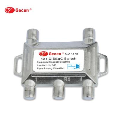 China Gecen produce satellite diseqc switch 4x1 diseqc 1.1 switch with factory wholesale price 75*71*18mm for sale