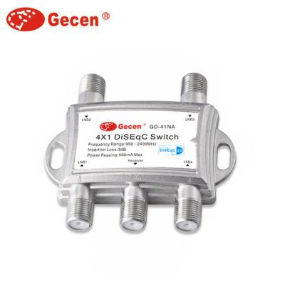 China DiSEqC Satellite Non-waterproof Switch GD-41NA Gecen Switch good performance model diseqc 4*1 switch for sale