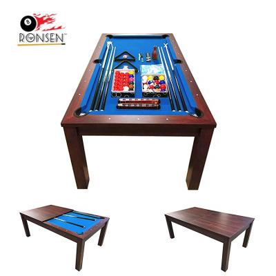 China Real Ronsen 100% design family die-cast leather dining pool table 9ft 8ft 7ft with dining top for sale for sale