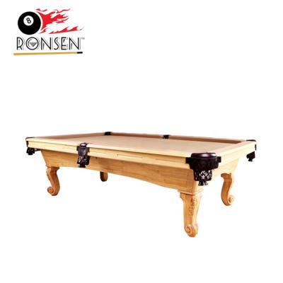 China 100% Real Leather 7ft/8ft/9ft Solid Natural Color Oak Wood Style Handmade Carved Antique Billiard Table for sale