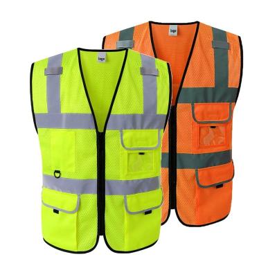 China Custom Wholesale Workwear High Force Visibility Water Proof Water Proof Safety Reflective Vest Workwear Hi Logo Vest With Pocket for sale