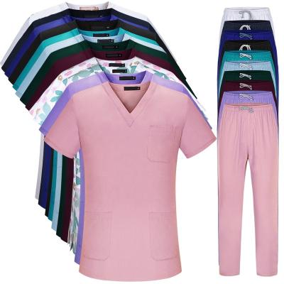 China Wholesale Breathable Custom Design Nursing Short Sleeve Sets Women And Men Hospital Work Uniform Medical Scrubs for sale