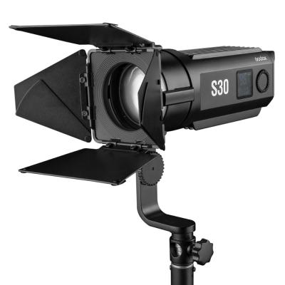 China Manual-wired Control Godox S30 30W Focusing Continuous Adjustable LED Photography Light Spotlight with Barn Door for Professional Photo Studio for sale