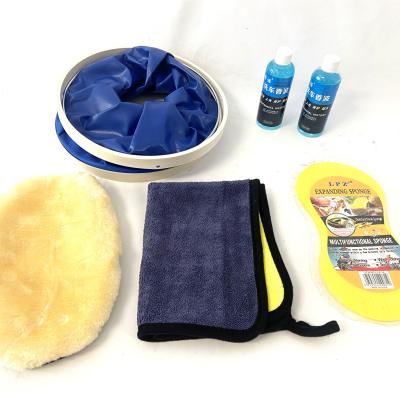 China Car wash and care cleaning set (including car wash detergent, expanding sponge, rag bucket, portable tissue) 4AH for sale