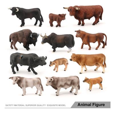 China Animal Models Wholesale Solid PVC Simulation Statue Animal Figures Cow Model Toys Figures Figurines Animal Toys for sale