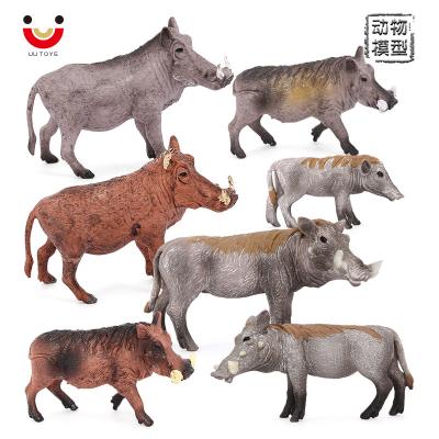 China Animal Models Wholesale Solid PVC Simulation Statue Model Pig Warthogs Animal Figures Toys for sale