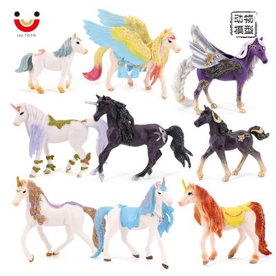 China Pegasus Unicorns Model Solid Model Wholesale Animal Toy PVC Simulation Myth Unicorns Pegasus Statue Figurines for sale