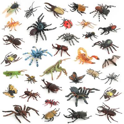 China Insect Models Wholesale Solid PVC Simulation Model Beetle Bee Spider Butterfly Insect Action Figures Plug In Toys Figures Animals for sale