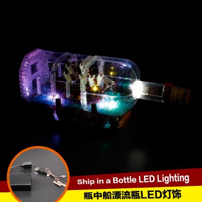 China Kids Educational Toy Wholesale Bricks LED Light Blocks LED Ship in Bottle Legos compatiable 21313 (blocks set not include) for sale