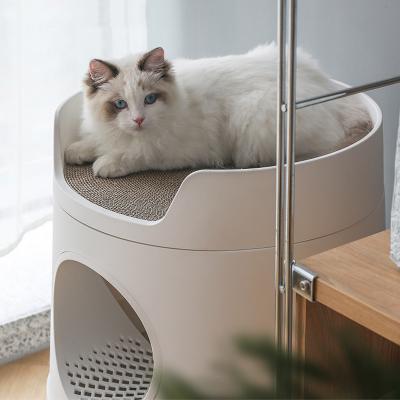 China Sustainable Pet Products Pet Cat Litter Trays Cat Litter Box Cleaning Plastic Closed Cat Litter Box for sale