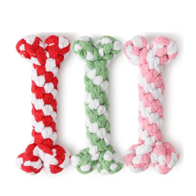 China Viable Wholesale Dog Bone Handwoven Molars Bite Training Cotton Pet Toys Rope Brinquedos Para Knitting Cachorro for sale