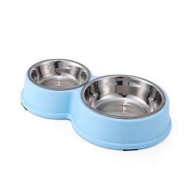 China Wholesale Sustainable Pet Bowl Cat Bowl pp Stainless Steel Dog Food Double Pet Water Bowls Feeders for sale