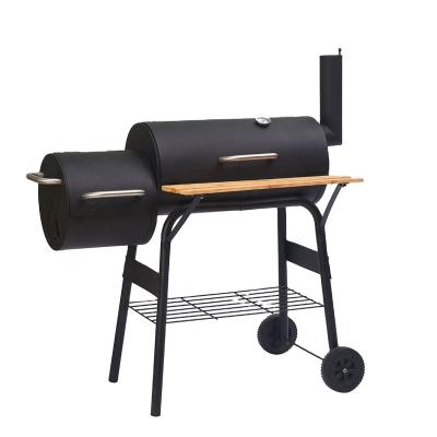 China Easily Assembled Outdoor Kinghon Camping Patio BBQ Grill Black 348 Square Inches Backyard Charcoal Meat Grill Heavy Duty Smoker Offset For Garden for sale