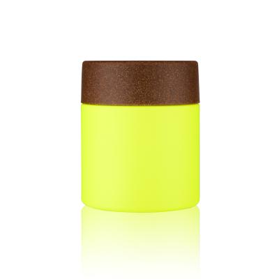 China Canned Food Gensyu Cork Cap Canister Powder Pills Neon Yellow Bottle for sale