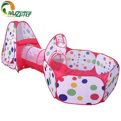 China Easy foldable cute kids play tent 3pcs paly indoor tent linked with tunel for sale