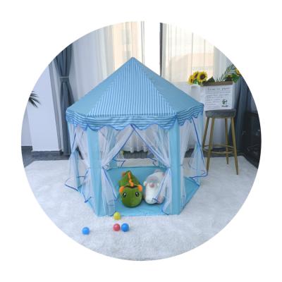 China Toy Wholesale Portable Folding Indoor Outdoor Blue Playhouse Soft Toy Princess Castle Play Tent for sale