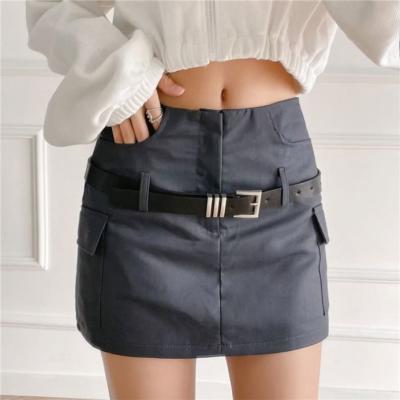 China Y9222-streetwear breathable ladies skirts latest design pencil cargo skirt with belt for sale