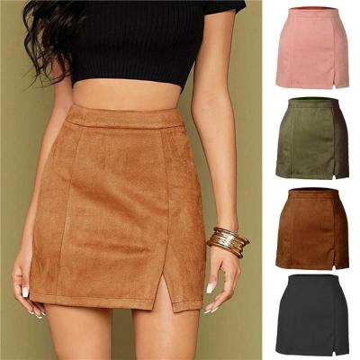 China L4574-cheap high price anti-static skirts women suede fabric mini pencil skirt for sale