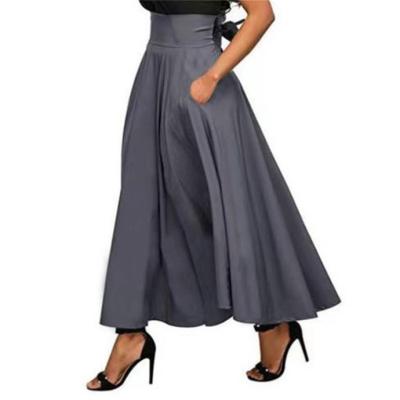 China Y2039-Wholesale breathable high waist plus size skirt elegant women flared long pleated maxi skirt for sale