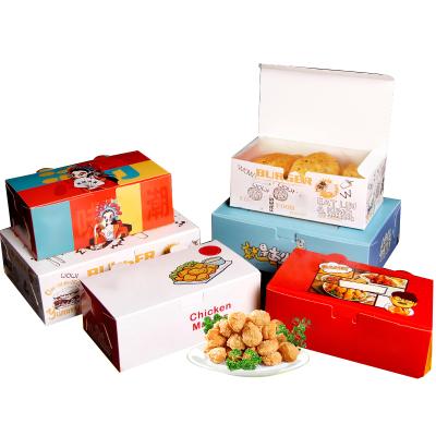 China Recyclable Wholesale Ancient Chicken Rice Flower Paper Lunch Box Food Fried Chicken Takeout Packing Box for sale