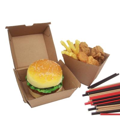 China Wholesale Disposable Fast Food Catering Fried Chicken Food Paper Box Old Hamburger Packaging Paper Box for sale