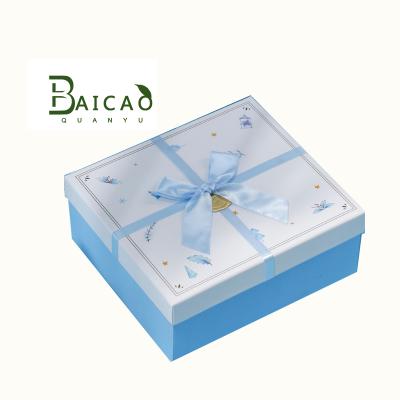 China Blue Recyclable Valentine's Day Souvenirs Packaging Wedding Door Gift Paper Box Packaging for sale