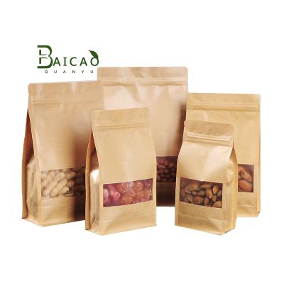 China Recyclable Wholesale Baking Snacks Cookies Bag Kraft Paper Food Sealed Bag for sale