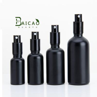 China Cosmetic Containers Black Glass Package Custom Cosmetic Perfume Spray Bottle for sale