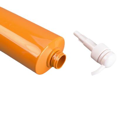 China Wholesale Universal Packing 1000ml Moisturizer Container Shower Gel Bottle Orange Face Wash Bottle With Pump for sale