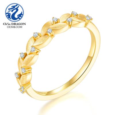 China 2019 Fashionable Elegant 18k Solid Gold CZ 5 Pure Gold Ring For Women for sale