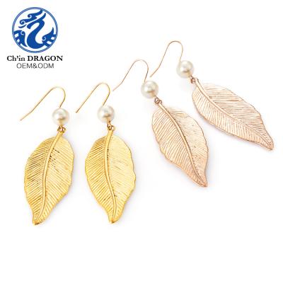 China 2019 New Design Jewelry Stainless Steel Elegant Gold Plated Leaf Filigree Drop Earrings New For Women for sale