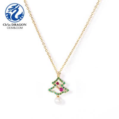 China Latest Christmas Elegant Tree Pendant Unisex Gold Chain Pendant Necklace Jewelry for sale