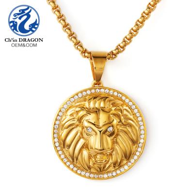 China 2019 Elegant Jewelry Lion Pendant Necklace CZ , Stainless Steel Chain Necklace for sale