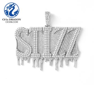 China CLASSIC HipHop Custom Full Iced Out Zircon 14K White Gold Name And Letter Pendant for sale