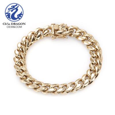 China Elegant 10K Stainless Steel Cuban Link Bracelet 10 Gram Gold Bangle for sale