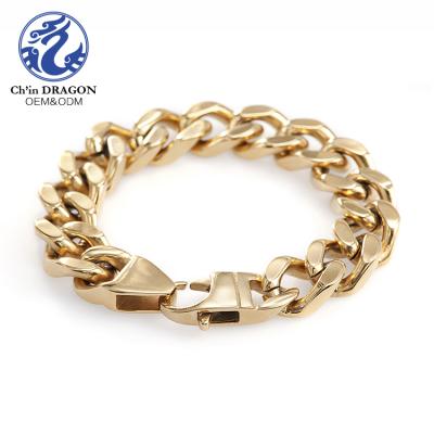 China Stylish 18K Yellow Gold Filled Mens Bracelets , 18K Gold Cuban Link Bracelet for sale