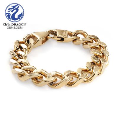 China Bijouterie Stylish Custom Gold Plated Bracelet 14K Gold Plated Bracelet Italy 18K Gold Plated Cuban Bracelet Men for sale