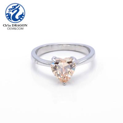 China Factory Sale Elegant Diamond Heart Shaped Stone Rings For Love for sale