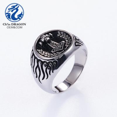 China Stainless Steel Fashionable Stylish Retro Ring Jewelry Viking Hammer Ring punk for man for sale