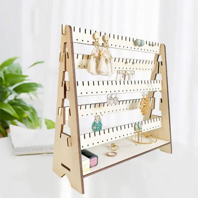 China Custom Wooden Wooden Home Decor Mall /Household Earrings Jewelry Display Stand Earring Display Stand Wooden Earring Organizer for sale