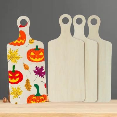 China USA For Halloween Thanksgiving Kitchen Home Decor Multifunctional Mini Wooden Cutting Board Craft With Handle Wood Cutting Board for sale