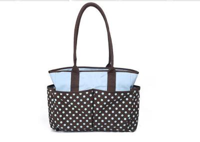 China Custom Fashion Black Yummy Mummy Changing Bags with Dots Printed for sale